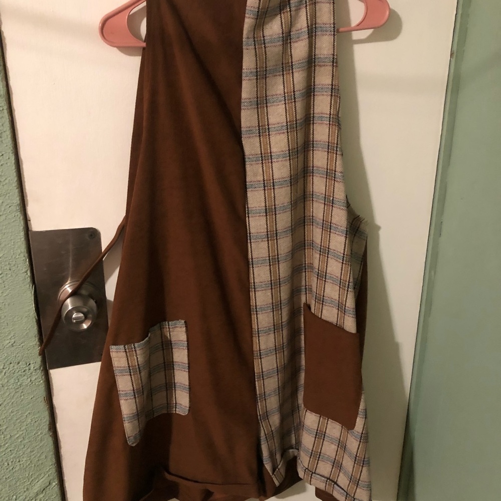 Short overalls brown half print size 3 x